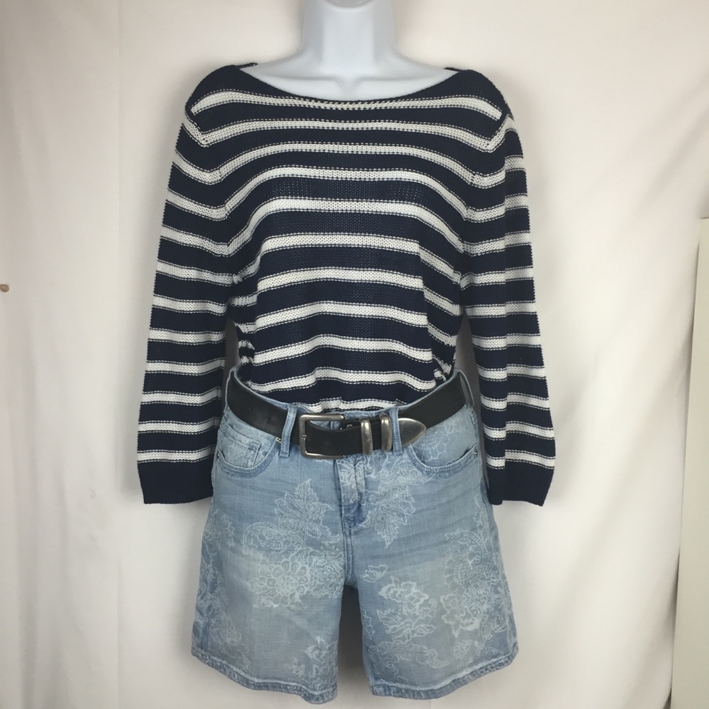 Women’s CHAPS navy white striped sweater size M/M
